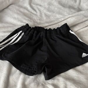 Adidas Women's Black Athletic Shorts with White Stripes